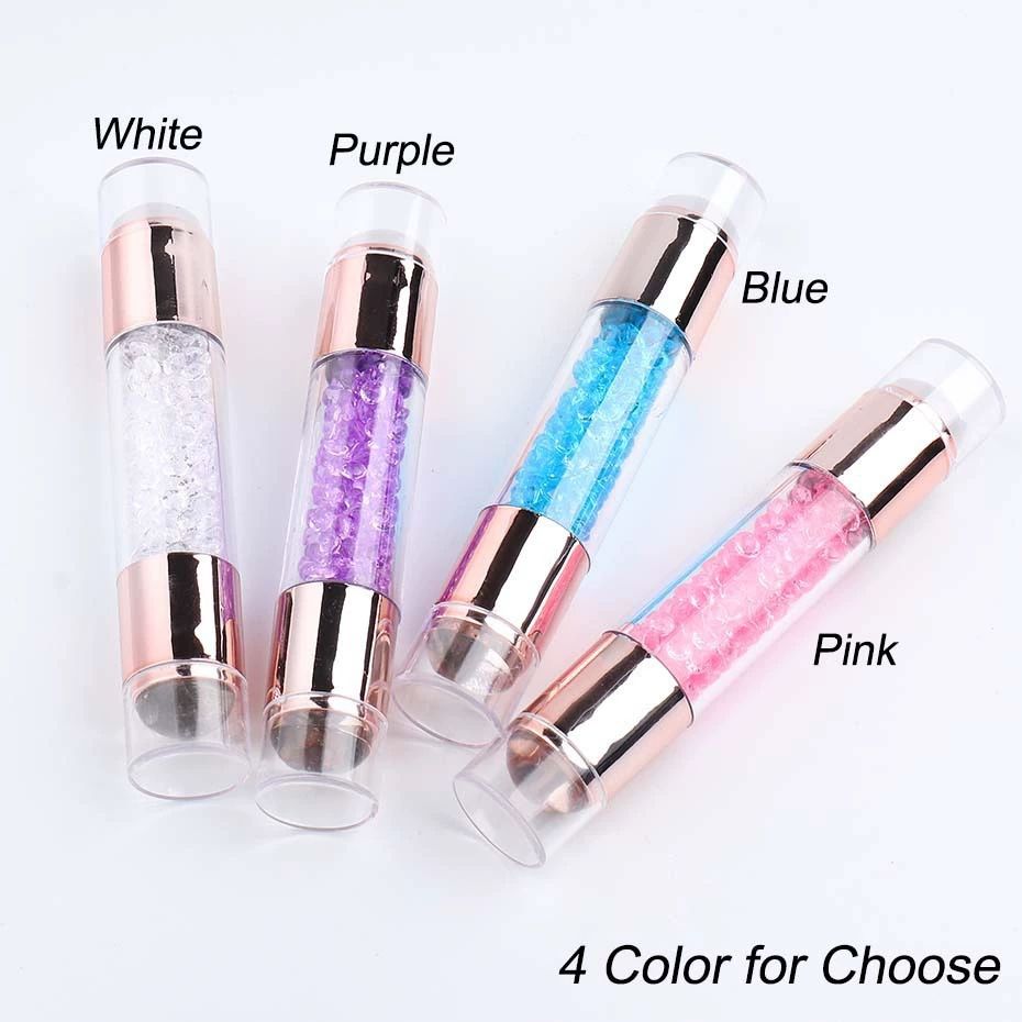 3pcs Nail Stamp Art Set Double Head Silicone Nail Stamper Crystal Handle Stamp Random Stencil Easy Stamp Set Stamp Plating Tool