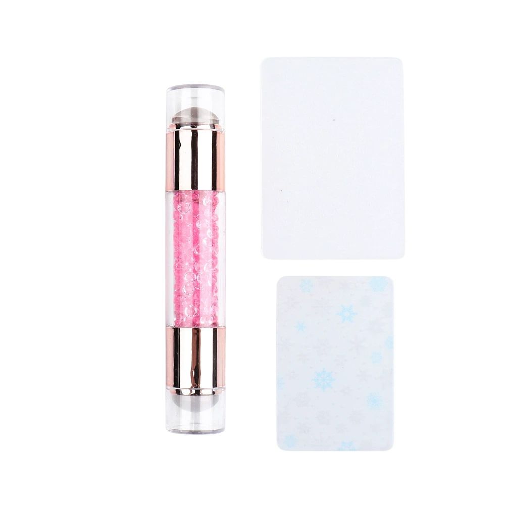 3pcs Nail Stamp Art Set Double Head Silicone Nail Stamper Crystal Handle Stamp Random Stencil Easy Stamp Set Stamp Plating Tool