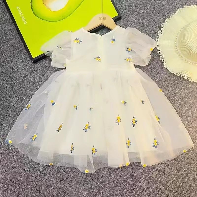 1pcChildren Girls Summer Dress for Kids Floral Princess Birthday Party Gown Mesh Tutu Wedding Children Dresses