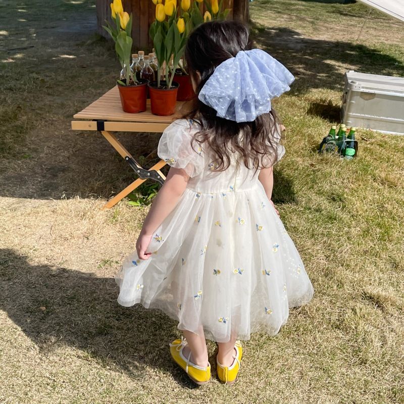 1pcChildren Girls Summer Dress for Kids Floral Princess Birthday Party Gown Mesh Tutu Wedding Children Dresses