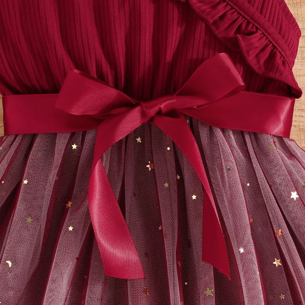 1pcDress For Kids 2-8 Years old Fashion Summer Cute Ruffled Sleeveless Star Tulle Princess Dresses Ootd For Baby Girl