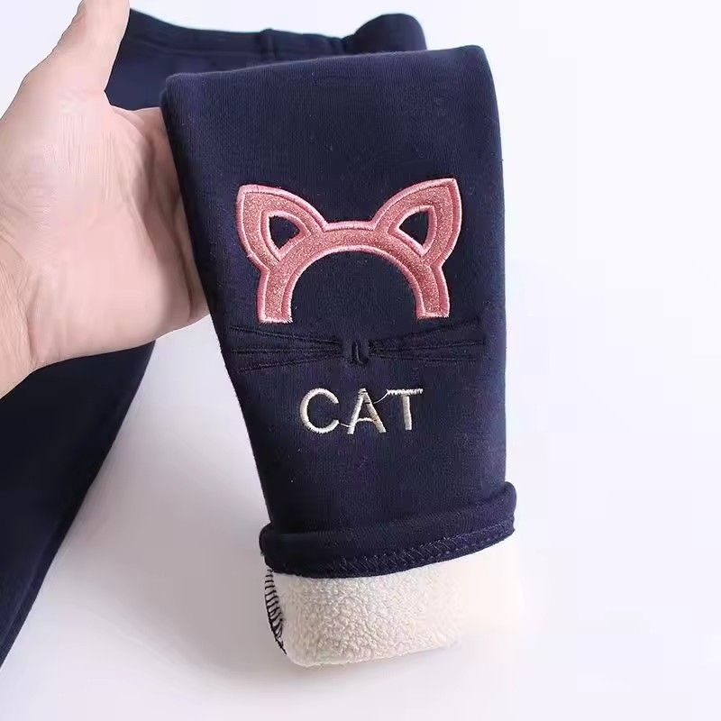 1pcKids Girls Winter Leggings 2025 Children Plus Velvet Warm Trousers Thick Lamb Fleece trousers Solid Color Baby Pencil Pants