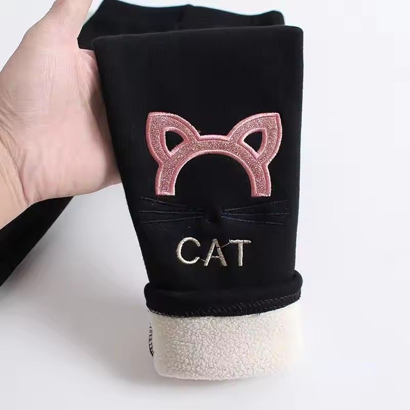 1pcKids Girls Winter Leggings 2025 Children Plus Velvet Warm Trousers Thick Lamb Fleece trousers Solid Color Baby Pencil Pants