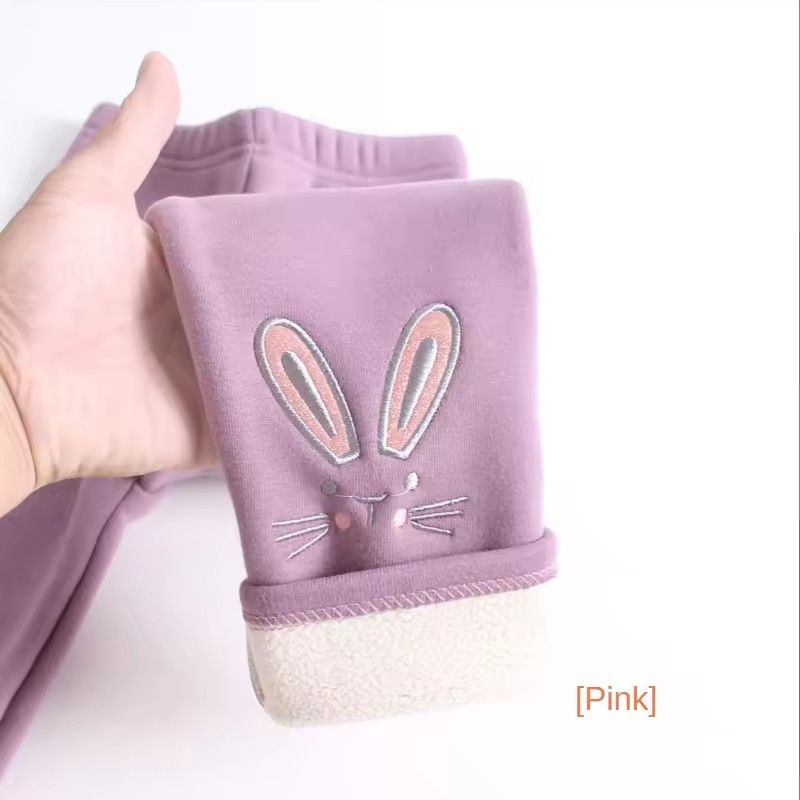 1pcKids Girls Winter Leggings 2025 Children Plus Velvet Warm Trousers Thick Lamb Fleece trousers Solid Color Baby Pencil Pants