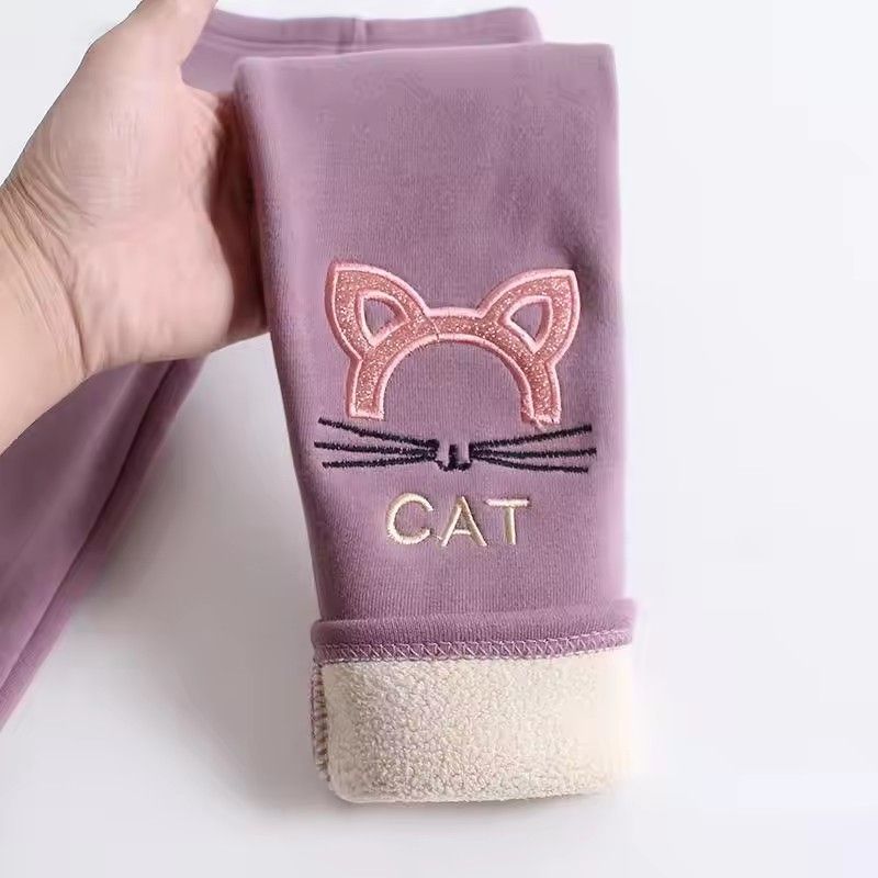 1pcKids Girls Winter Leggings 2025 Children Plus Velvet Warm Trousers Thick Lamb Fleece trousers Solid Color Baby Pencil Pants