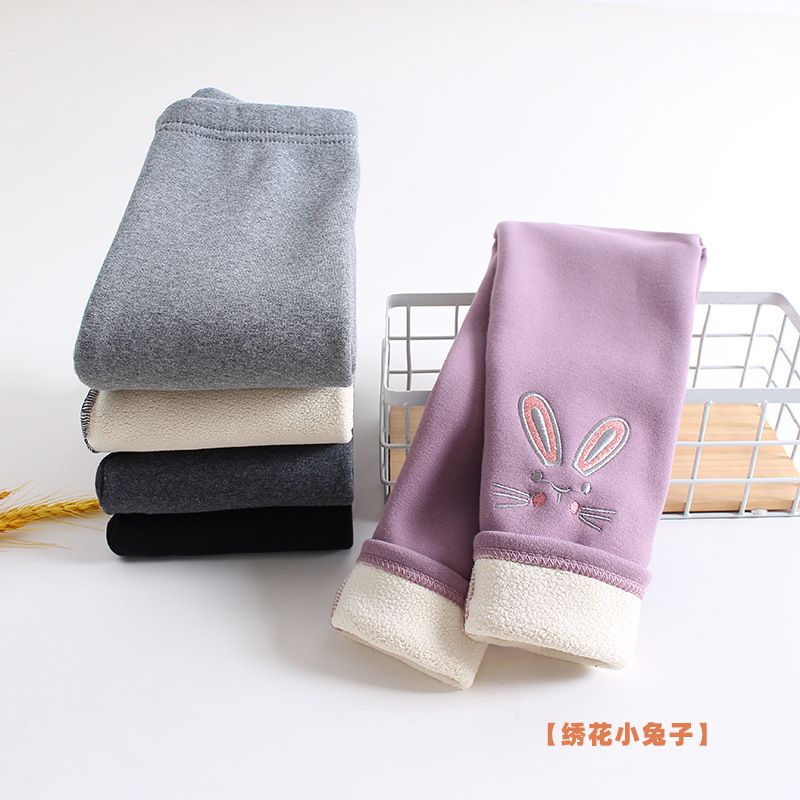 1pcKids Girls Winter Leggings 2025 Children Plus Velvet Warm Trousers Thick Lamb Fleece trousers Solid Color Baby Pencil Pants