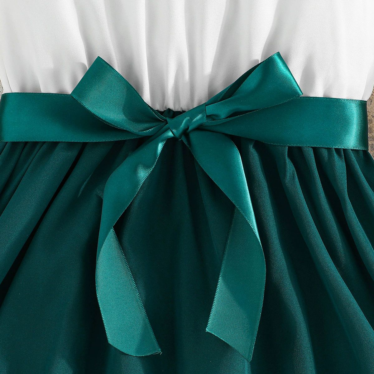 1pcDress For Kids 4-7 Years old Birthday Lace Ruffled Sleeve Button Back Princess Dresses Ootd For Baby Girl
