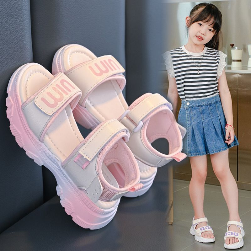 1 pair of Stylish Pink Princess Children's Sandals 2025 New Soft Bottom Sports Beach Shoes Summer Medium Large Children's Shoes
