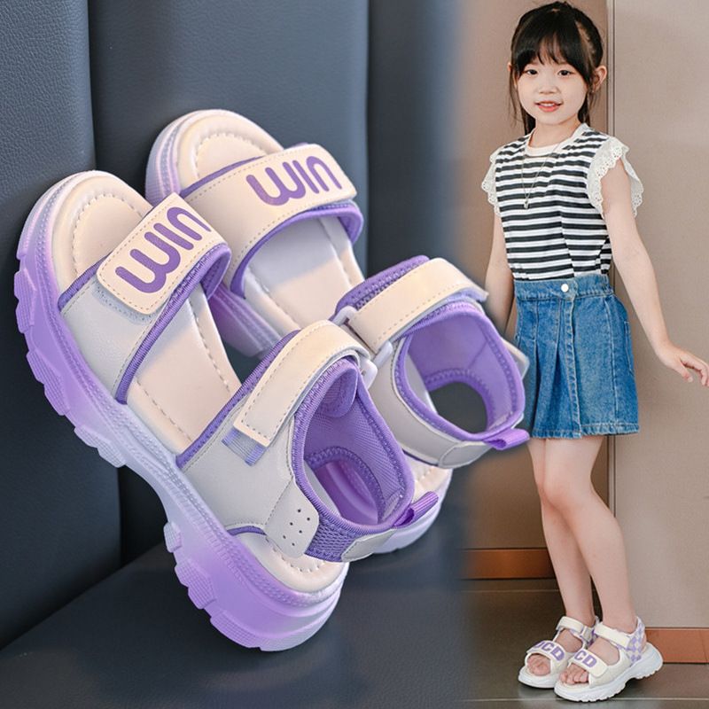 1 pair of Stylish Pink Princess Children's Sandals 2025 New Soft Bottom Sports Beach Shoes Summer Medium Large Children's Shoes
