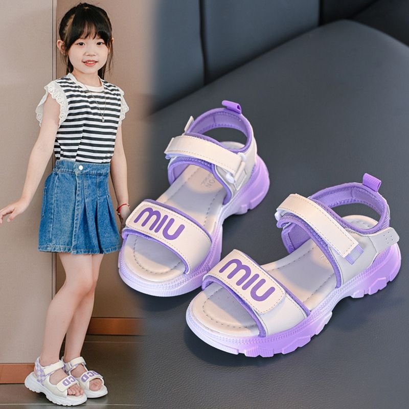 1 pair of Stylish Pink Princess Children's Sandals 2025 New Soft Bottom Sports Beach Shoes Summer Medium Large Children's Shoes