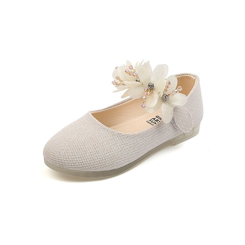 1 pair of Korean fashion children's small flower single shoes princess shoes children's crystal soft soled dance shoes