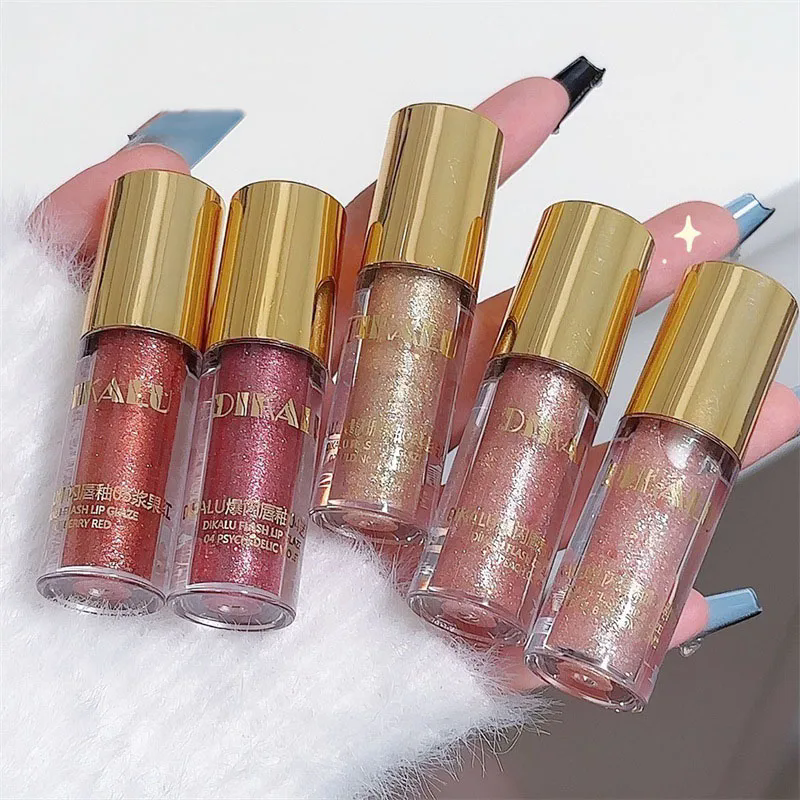 1pc waterproof diamond glitter lip gloss 5-color glitter liquid lip gloss mirror lip gloss sexy view 3