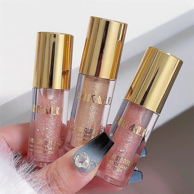 1pc waterproof diamond glitter lip gloss 5-color glitter liquid lip gloss mirror lip gloss sexy view 4