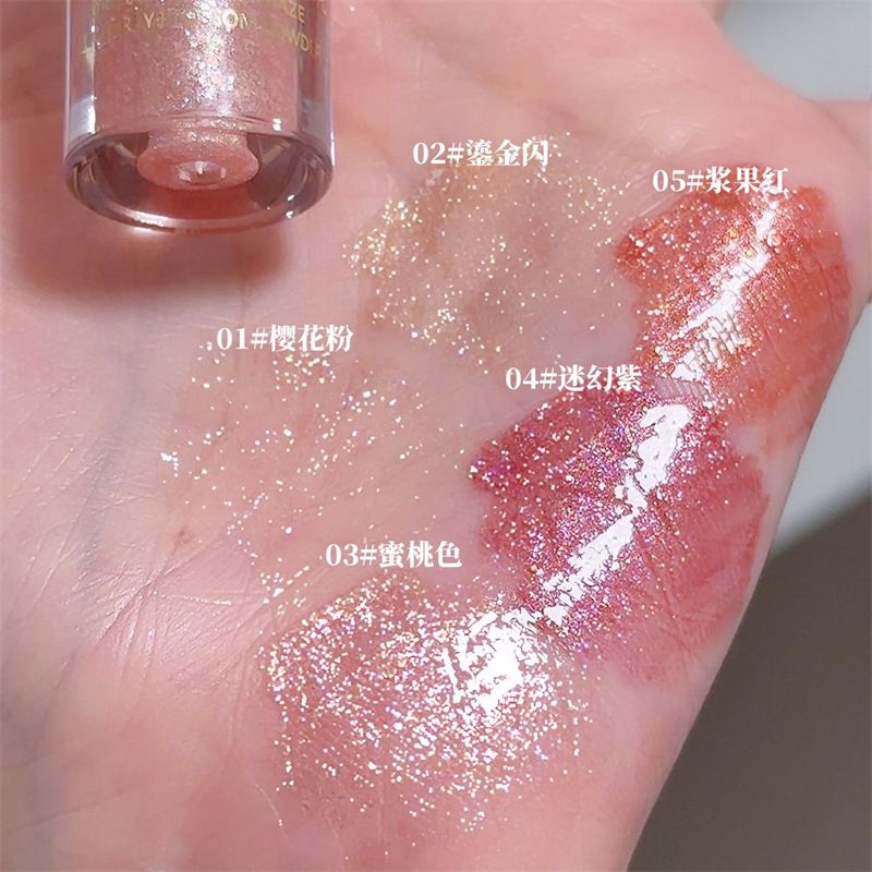 1pc waterproof diamond glitter lip gloss 5-color glitter liquid lip gloss mirror lip gloss sexy view 2