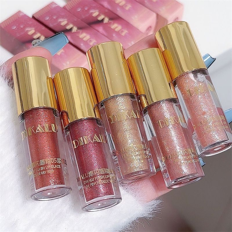 1pc waterproof diamond glitter lip gloss 5-color glitter liquid lip gloss mirror lip gloss sexy