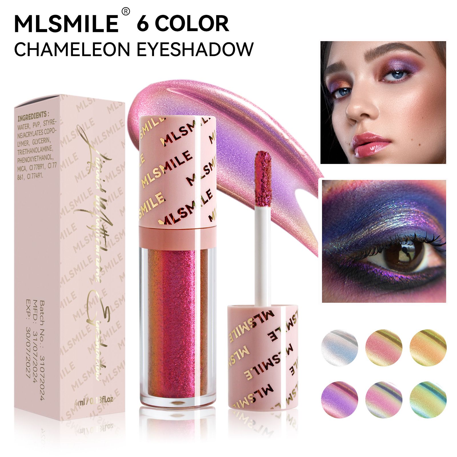 1pc color changing eye shadow pearl sequins burst metal wind liquid eye shadow quick drying view 4