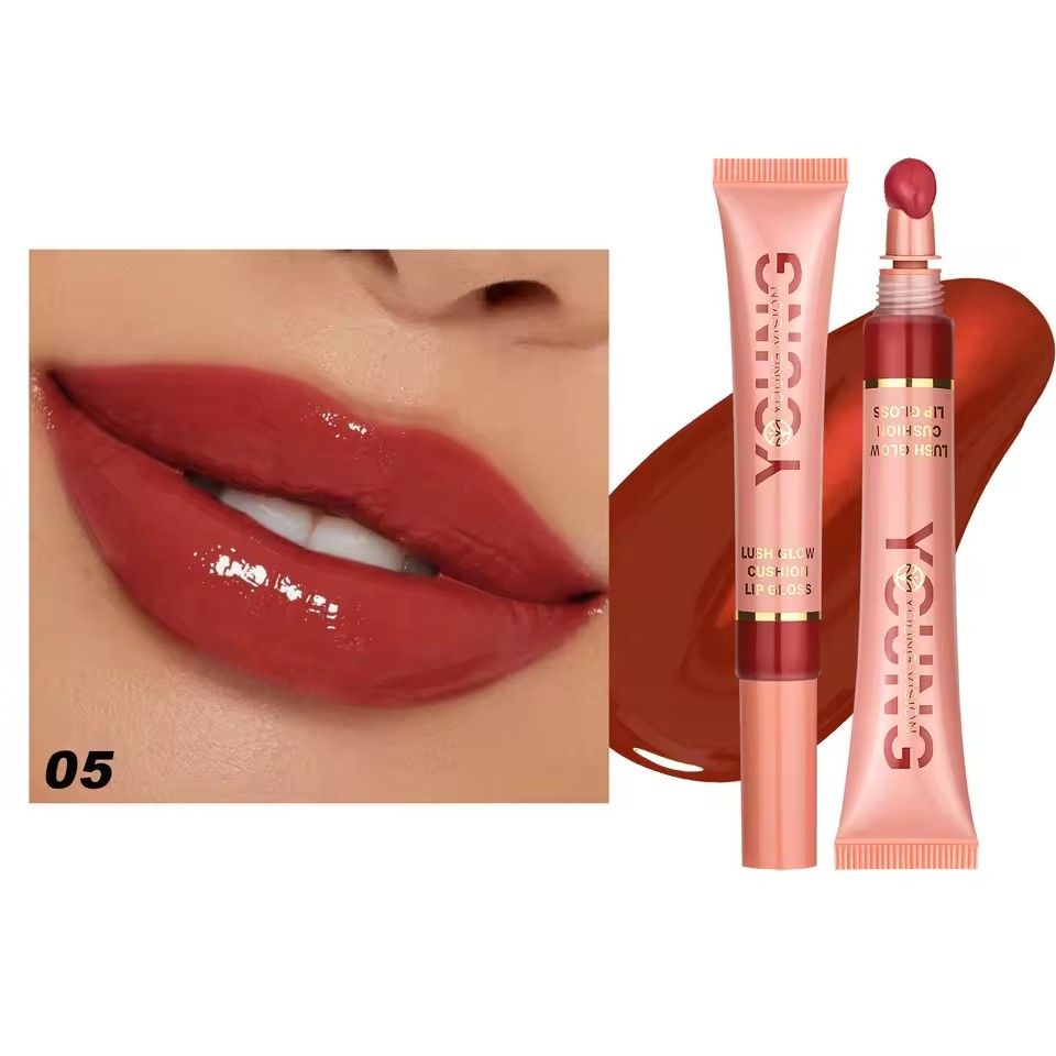 1pc6 color liquid gloss lip gloss plush brush head squeeze lip gloss lipstick