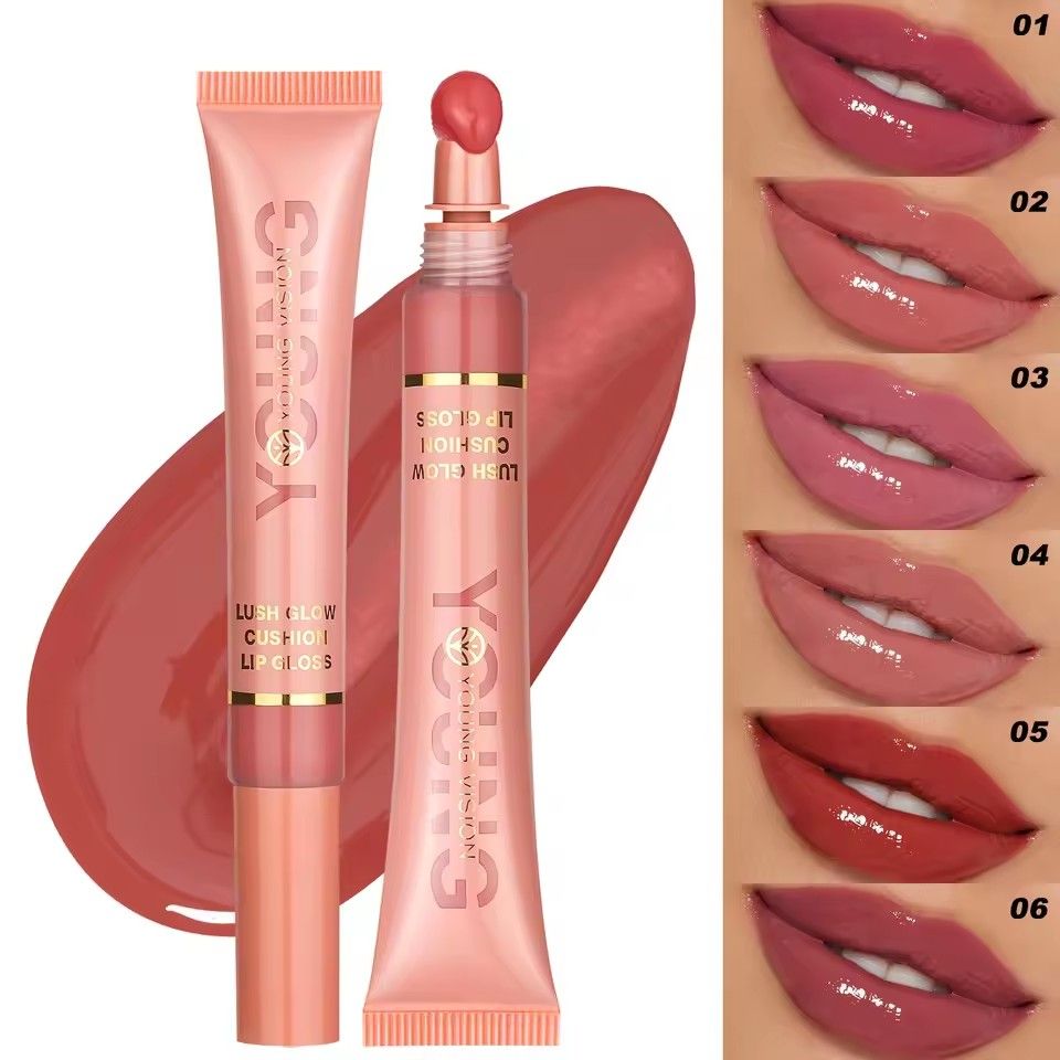 1pc6 color liquid gloss lip gloss plush brush head squeeze lip gloss lipstick