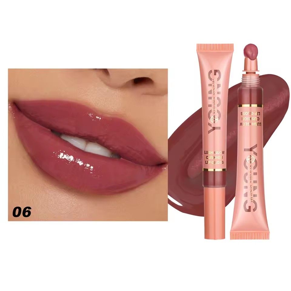 1pc6 color liquid gloss lip gloss plush brush head squeeze lip gloss lipstick