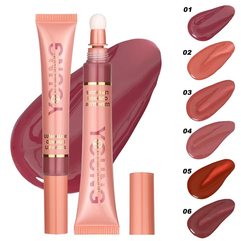 1pc6 color liquid gloss lip gloss plush brush head squeeze lip gloss lipstick