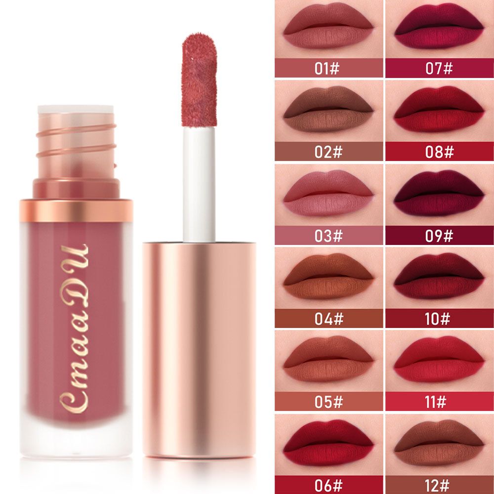 1pc Waterproof Matte Velvet Lip Glaze Moisturizing Long Lasting Non-stick Cup Not Easy To Fade Lip Gloss Lipstick Makeup1pc Wate