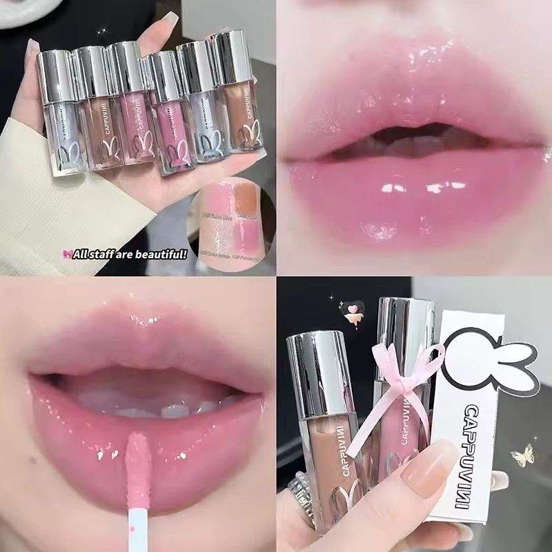 1pc Water Powder Brightening Lip Gloss Long lasting Moisturizing Water Powder Brightening Paste Brown Lip Oil view 2