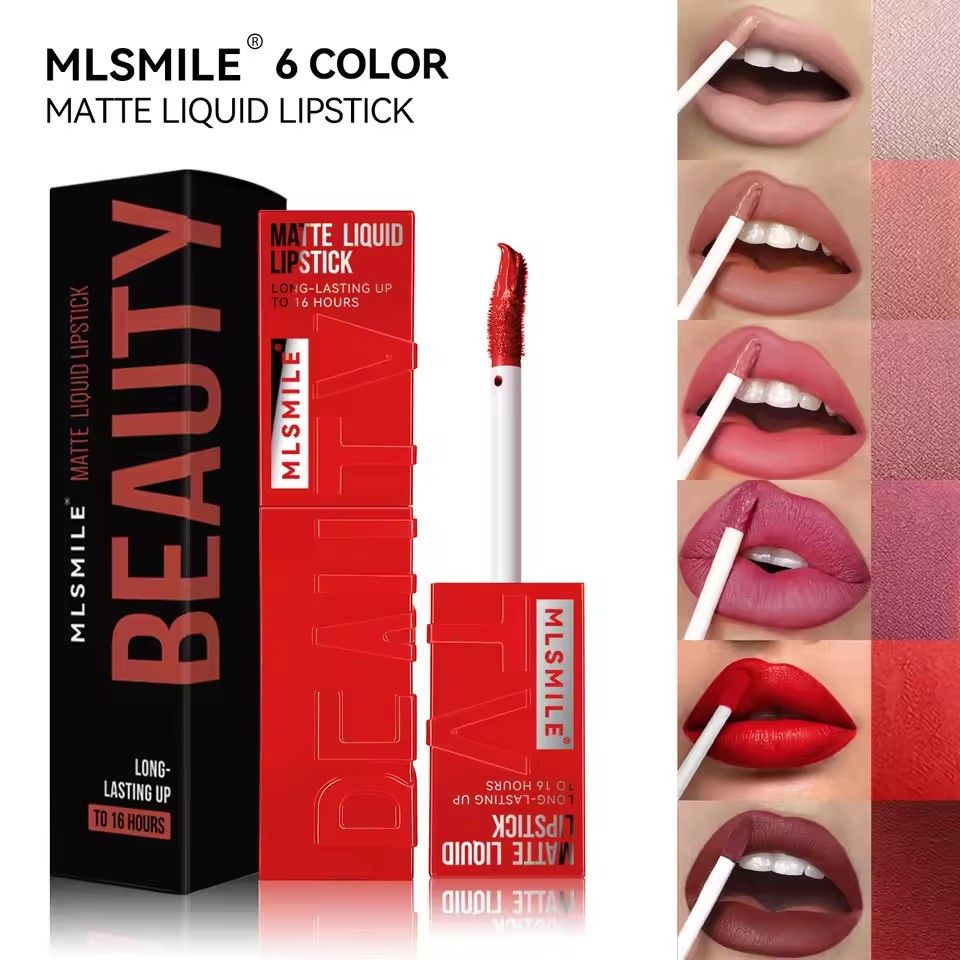 1pc 6-color non stick cup gloss lip gloss matte liquid frosted lipstick waterproof long-lasting color liquid