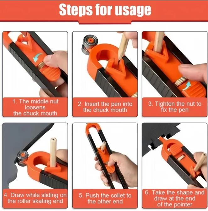 Profilometer Marking Tool, Irregular Shape Duplicator, Suitable for Woodworking Measurement Carpet Tile Laying