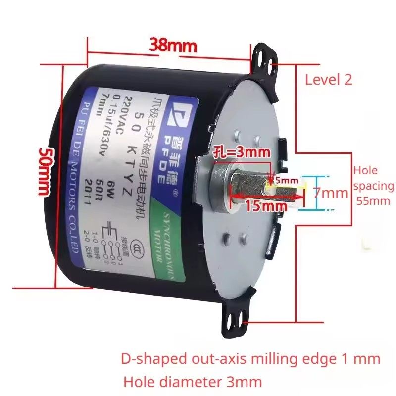 1PC 50KTYZ Permanent Magnet Synchronous Motor AC220V 2.5-50R/Min Low Speed Reducer Motors with Controllable Positive Negative