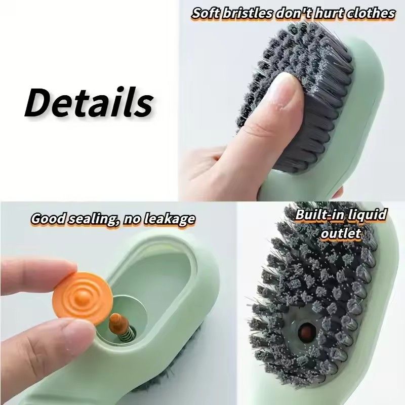 1PC soft wool laundry detergent with press type automatic liquid addition washing brush