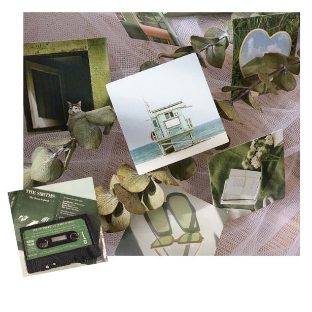 46 Pcs/box Green Landscape Aesthetic Stickers INS Style Stickers Retro flower Scrapbooking Label Diary Stationery stickers