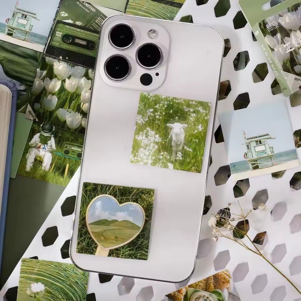 46 Pcs/box Green Landscape Aesthetic Stickers INS Style Stickers Retro flower Scrapbooking Label Diary Stationery stickers