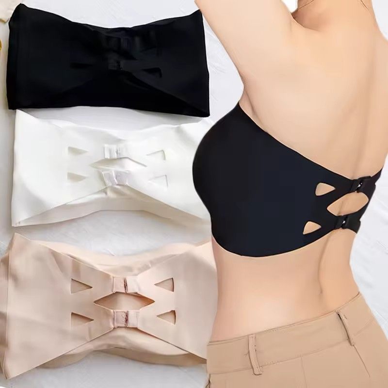 1PC Ice Silk Strapless Bra Girls Seamless Crop Tube Top Bralette for Women Sexy Soft Bras Underwear