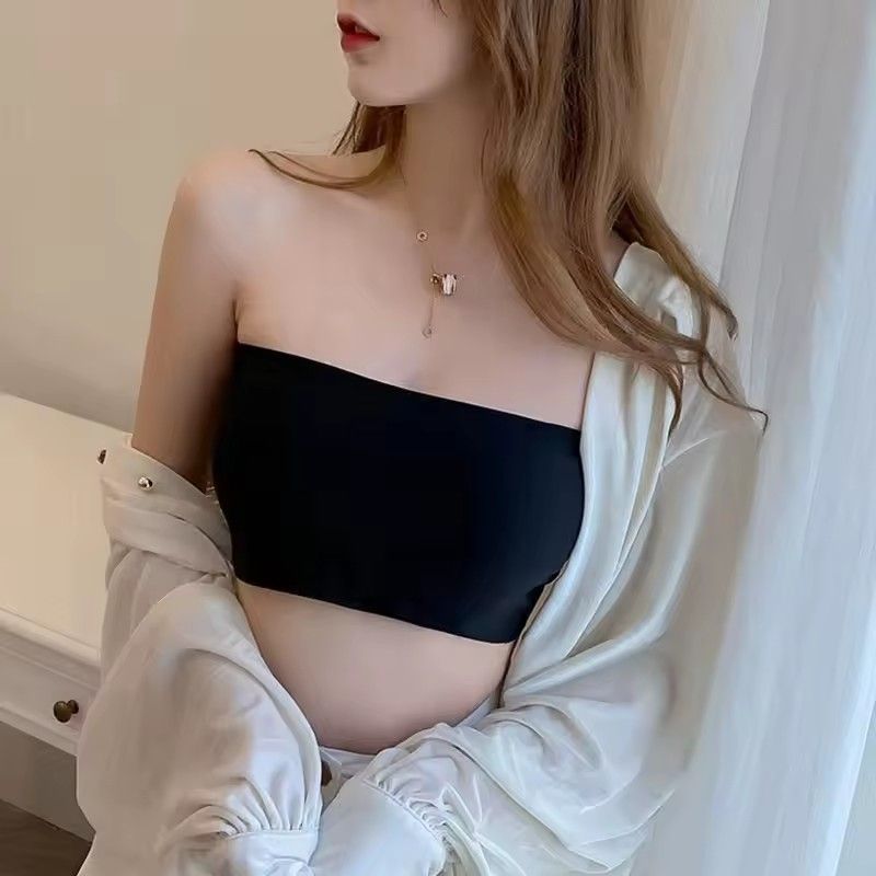 1PC Ice Silk Strapless Bra Girls Seamless Crop Tube Top Bralette for Women Sexy Soft Bras Underwear