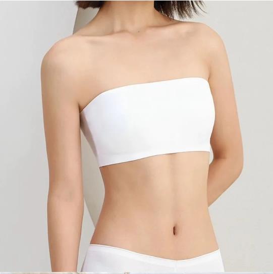 1PC Ice Silk Strapless Bra Girls Seamless Crop Tube Top Bralette for Women Sexy Soft Bras Underwear