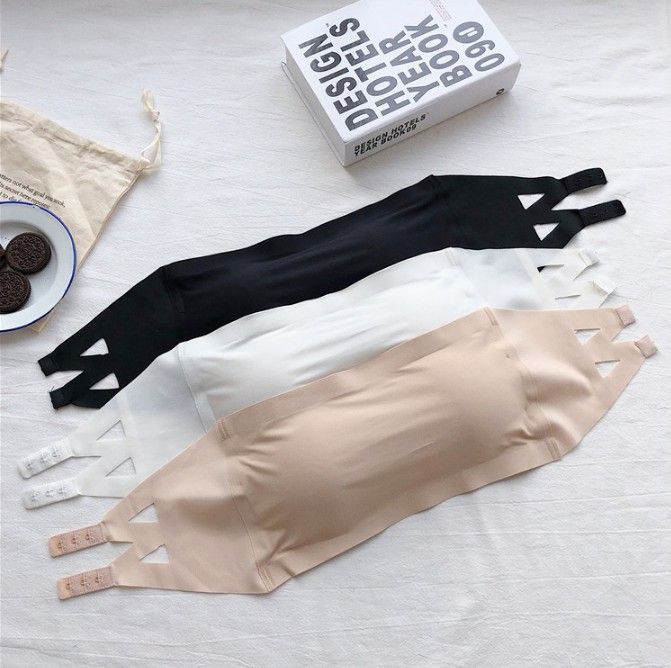 1PC Ice Silk Strapless Bra Girls Seamless Crop Tube Top Bralette for Women Sexy Soft Bras Underwear