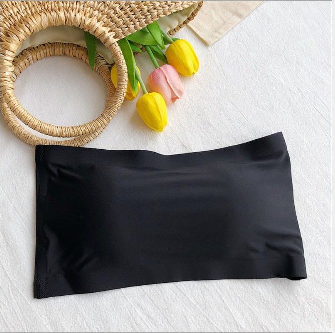 1PC Ice Silk Strapless Bra Girls Seamless Crop Tube Top Bralette for Women Sexy Soft Bras Underwear