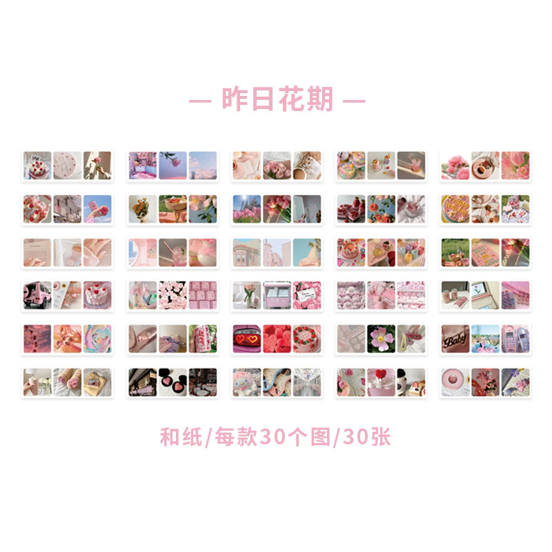 30pcs Ins Material Stickers Book Scrapbooking Junk Journal Creative Stationery DIY Deco Stickers