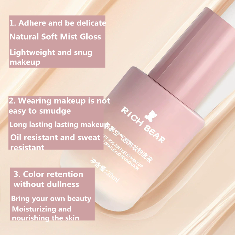 1PC  Misty skin friendly liquid foundation, moisturizing and lasting, concealer powder, breathable base, natural view 3
