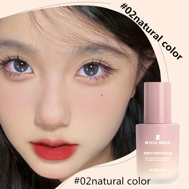 1PC  Misty skin friendly liquid foundation, moisturizing and lasting, concealer powder, breathable base, natural view 6