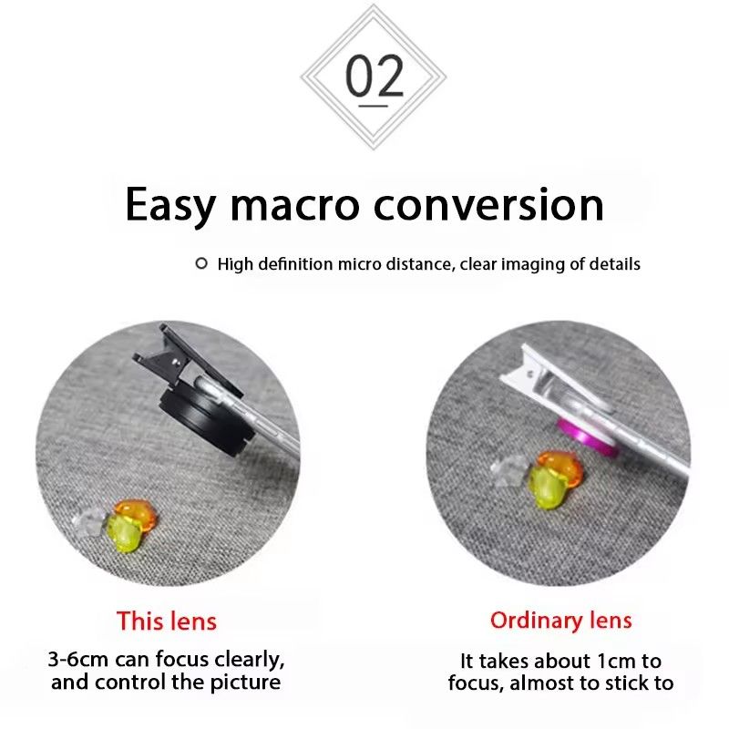 1PC 2 IN 1 Lens Universal Clip 37mm Mobile Phone Lens Professional 0.45X 49uv Super Wide-Angle + Macro HD Lens C-644