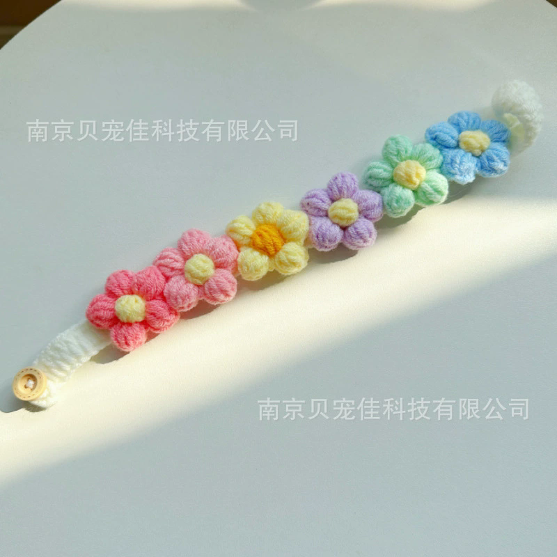 1PC Pet Collar Cat Knitting Collar Small Dog Cat Short Blue and White Cat Flower Bib Pet Bib Photo Accessories Pet Supplies