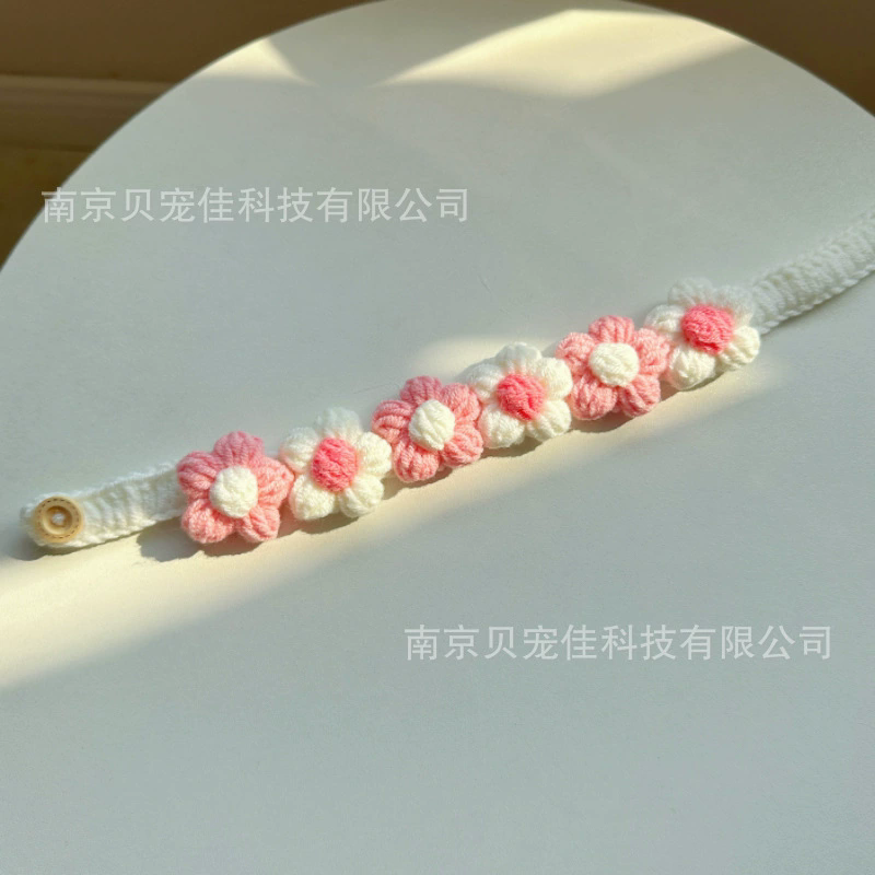 1PC Pet Collar Cat Knitting Collar Small Dog Cat Short Blue and White Cat Flower Bib Pet Bib Photo Accessories Pet Supplies