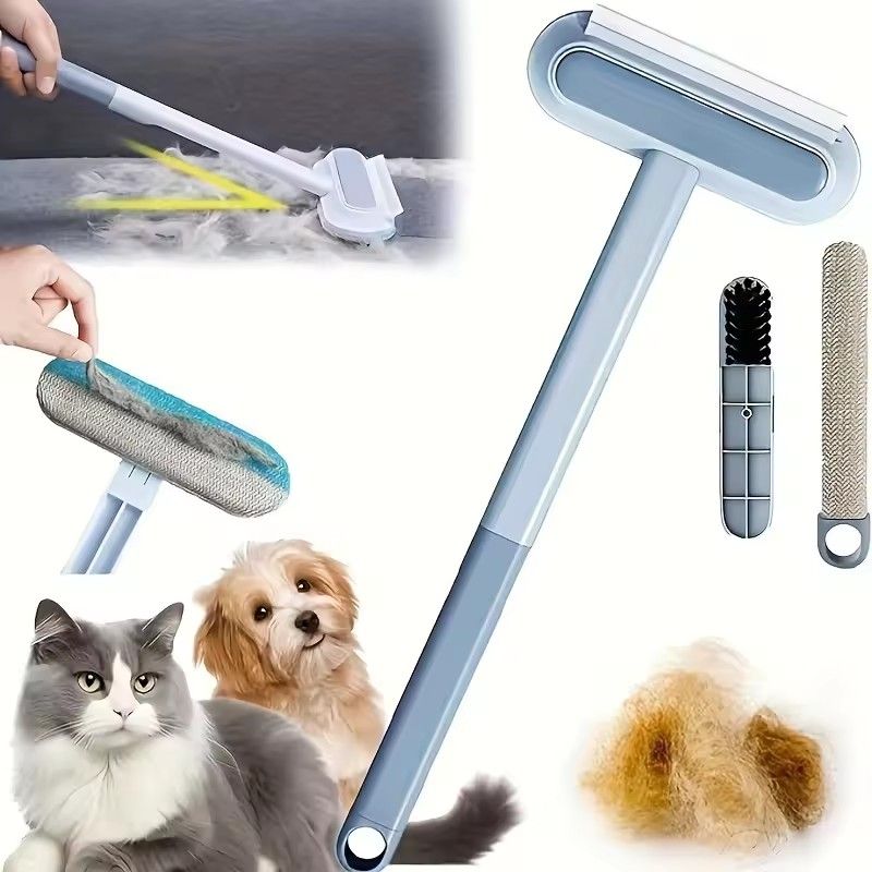 1PC  3 in 1 Pet Hair Remover Brush Long Handle Window Cleaning Brush Pet Fur Cleaning Tool Manual Cat Dog Hair Remover Brush