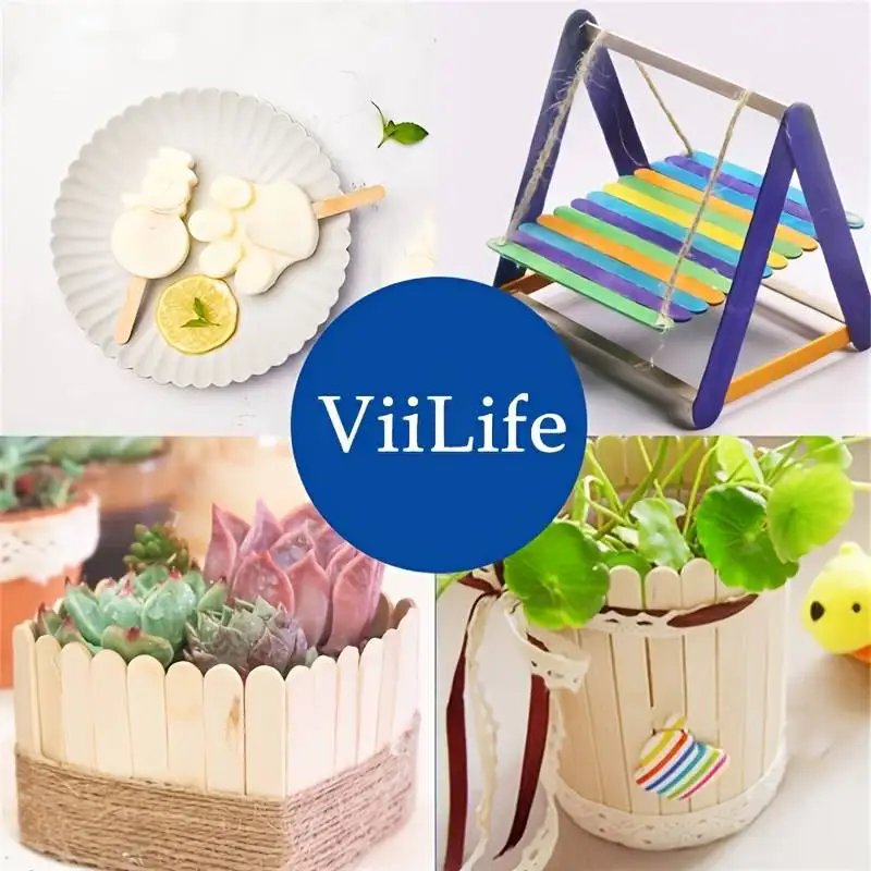 100PCS Wooden Multi-Purpose Popsicle Sticks, Craft, Ice Cream, Wax, Waxing, Tongue Depressor Wood Sticks