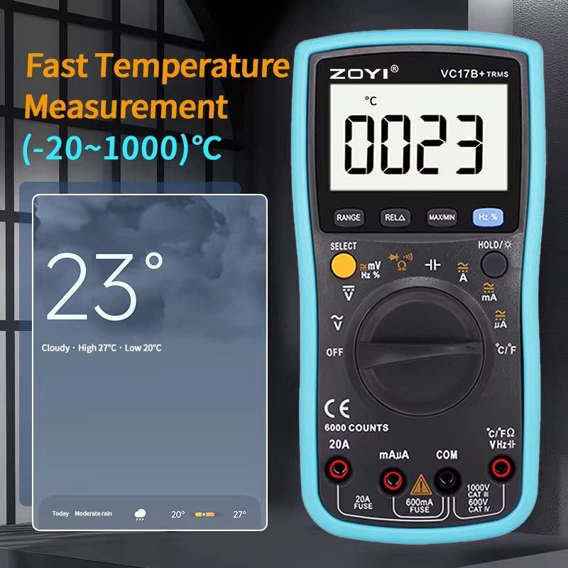 1PC ZOYI Digital Multimeter DC/AC Voltage Current Capacitance Hz Diode Ohm Meter Ammeter Voltmeter Backlit
