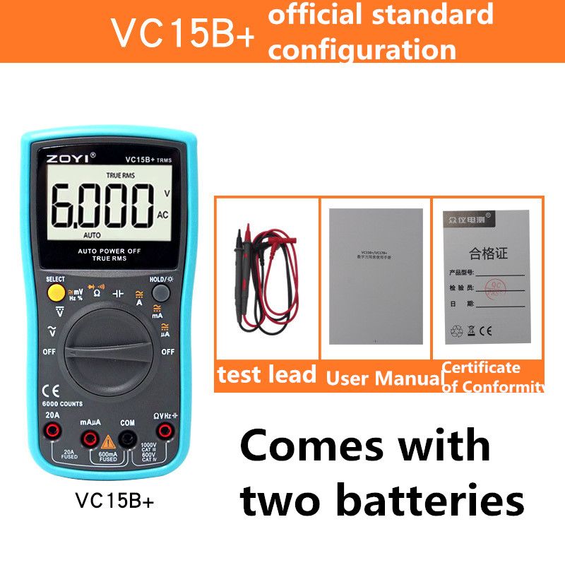 1PC ZOYI Digital Multimeter DC/AC Voltage Current Capacitance Hz Diode Ohm Meter Ammeter Voltmeter Backlit