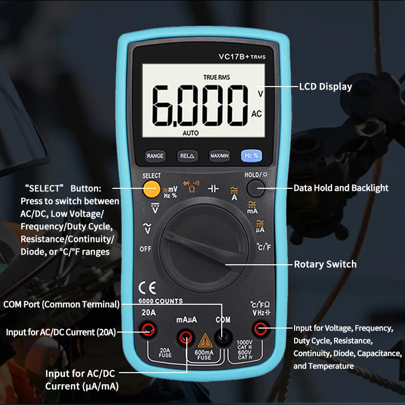 1PC ZOYI Digital Multimeter DC/AC Voltage Current Capacitance Hz Diode Ohm Meter Ammeter Voltmeter Backlit