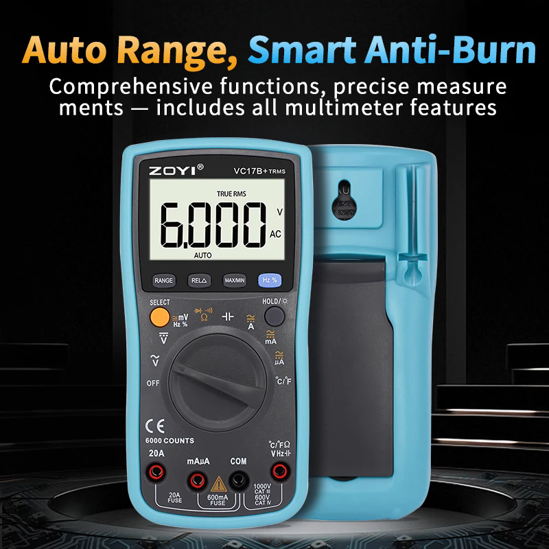 1PC ZOYI Digital Multimeter DC/AC Voltage Current Capacitance Hz Diode Ohm Meter Ammeter Voltmeter Backlit