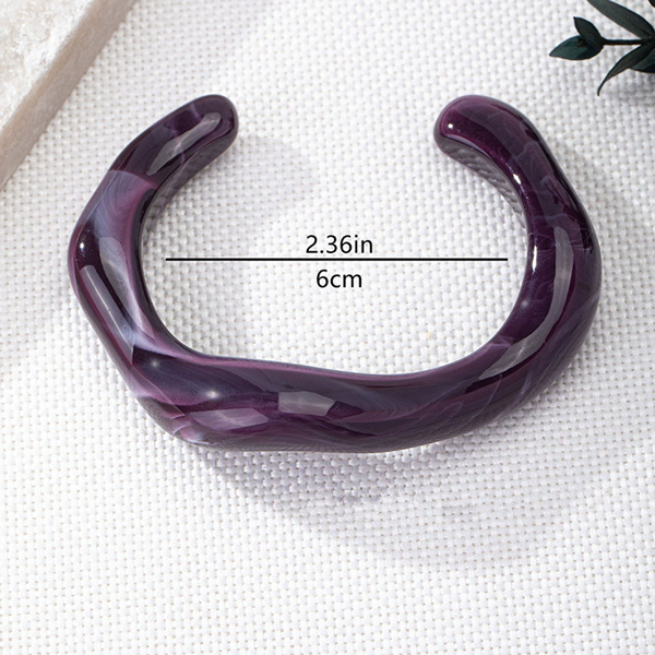 1PC Dopamine Wavy-shape Acrylic Resin Chunky Bangles for Women Irregular Goth Geometric Smudging Cuff Bracelets Charms